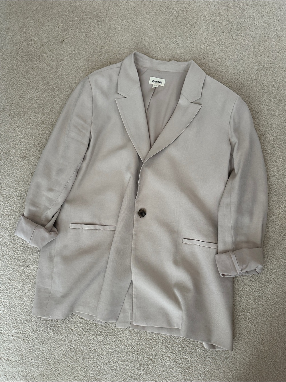 Open Edit Women's Beige Single-Button Blazer